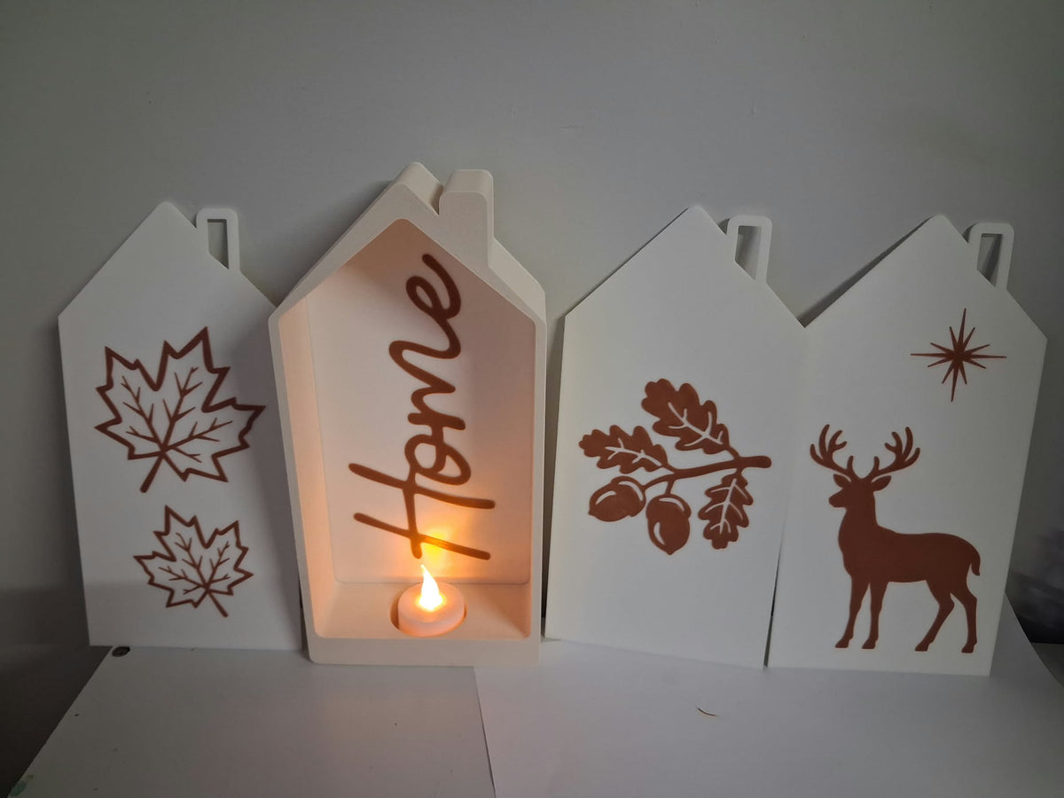Cosy 3D Printed House Lantern Shadow Box | Autumn & Christmas LED Tea Light Holder | Moving Home & Festive Holiday Decor