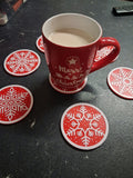 Christmas Snowflake Coaster Set of 6 with Holder | 3D Printed Festive Drink Coasters | Holiday Table Decor & Secret Santa Gift
