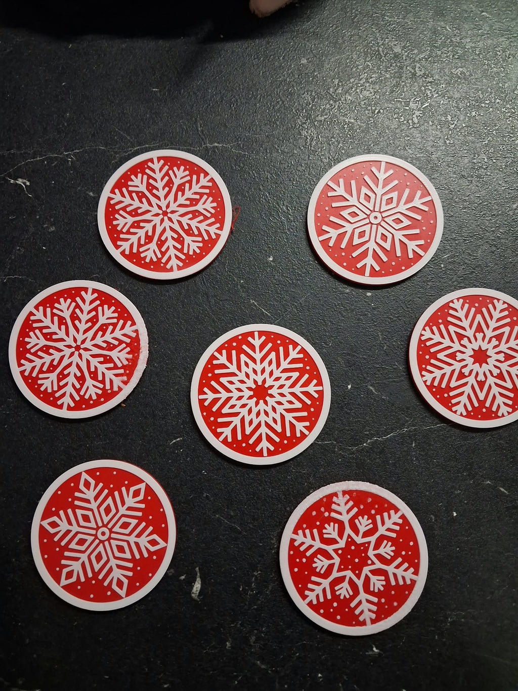 Christmas Snowflake Coaster Set of 6 with Holder | 3D Printed Festive Drink Coasters | Holiday Table Decor & Secret Santa Gift